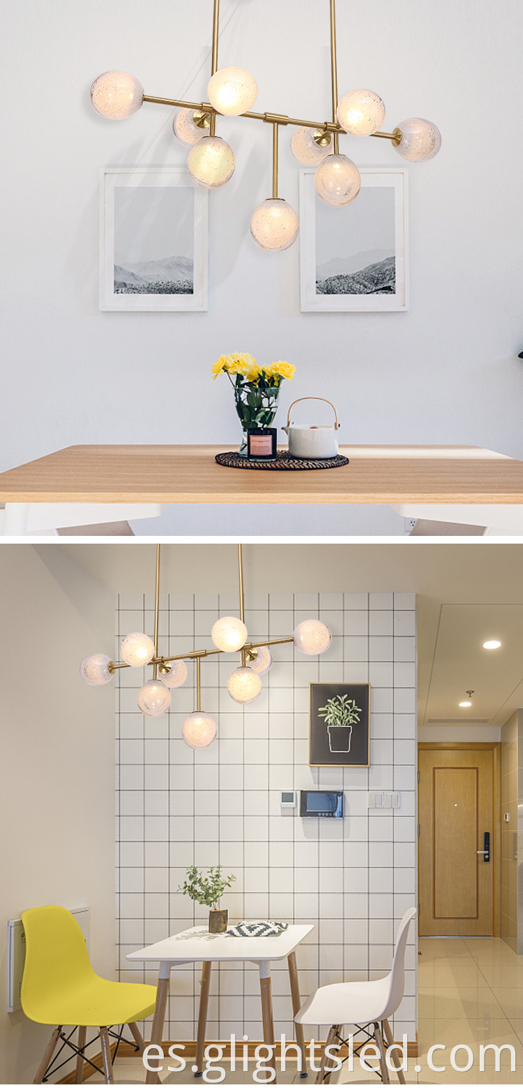 G-Lights Diseño creativo Moderna sala de estar interior Comedor Lámpara colgante LED de vidrio